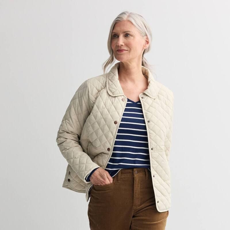 クロフト＆バロー レディース アウター ジャケット・ブルゾン キルティング Womens Croft Barrow Quilted Snap Jacket Odell Beige ベージュ