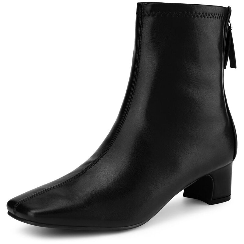 アレグラ ケー レディース シューズ ブーツ・レインブーツ アンクル ヒール ALLEGRA K Womensquare Toe Block Heels Ankle Boots Black ブラック