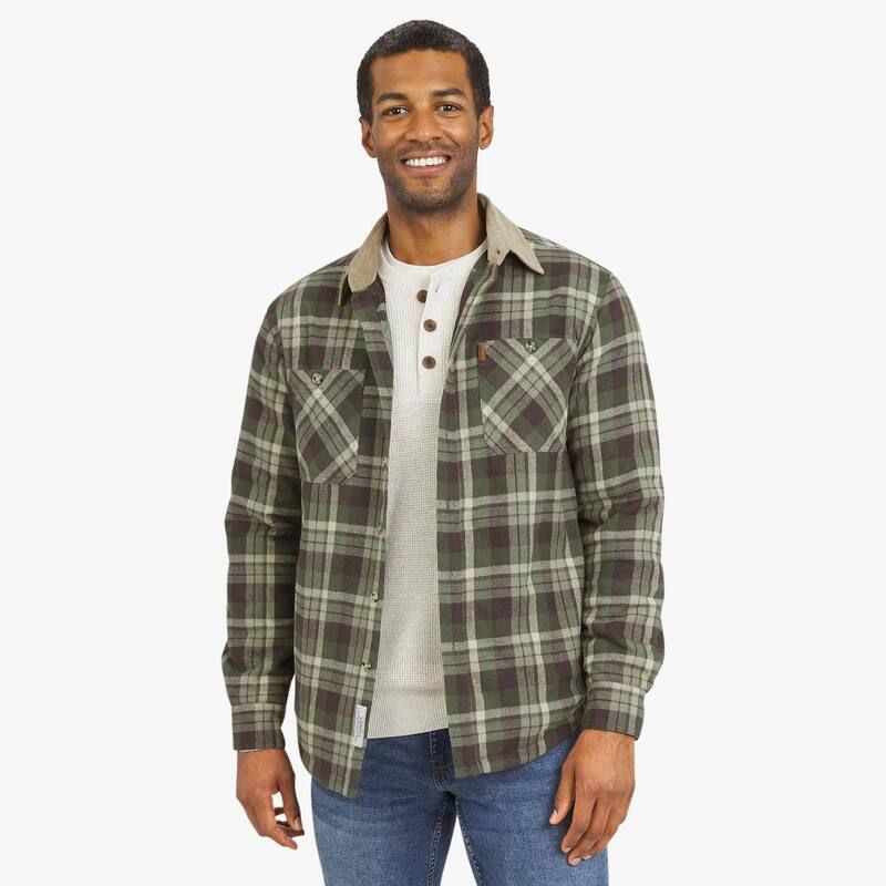 チャップス メンズ アウター ジャケット・ブルゾン シャツ Mens Chaps Flannel Shirt Jacket Green Plaid グリーン