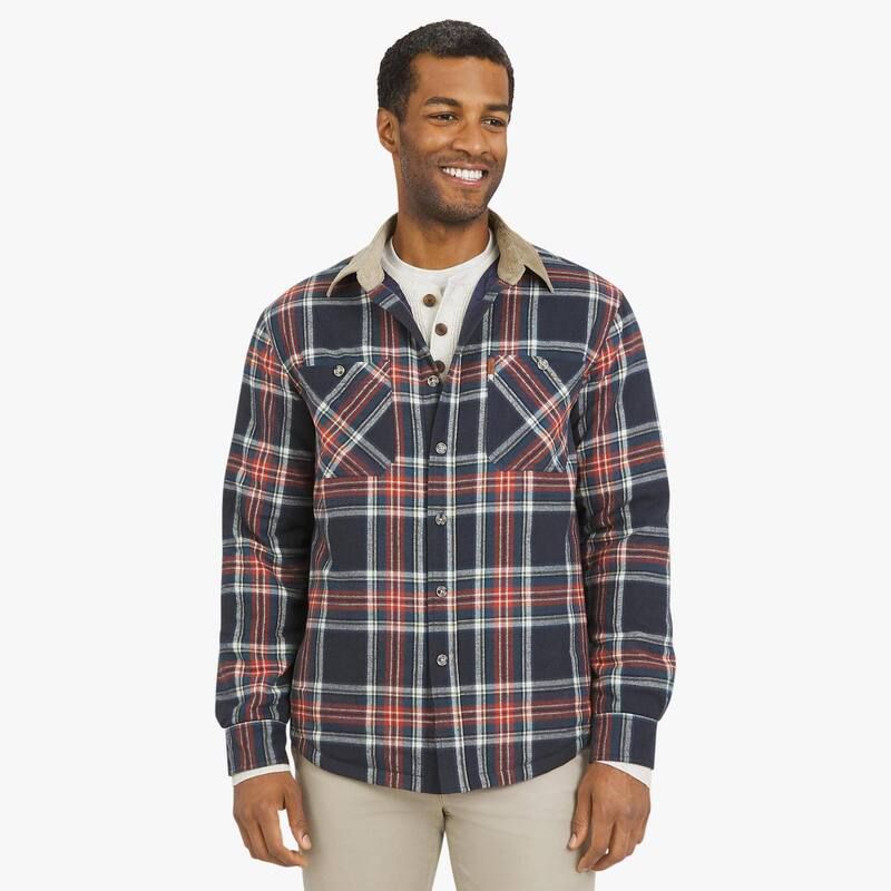 チャップス メンズ アウター ジャケット・ブルゾン シャツ Mens Chaps Flannel Shirt Jacket Blue Plaid ブルー