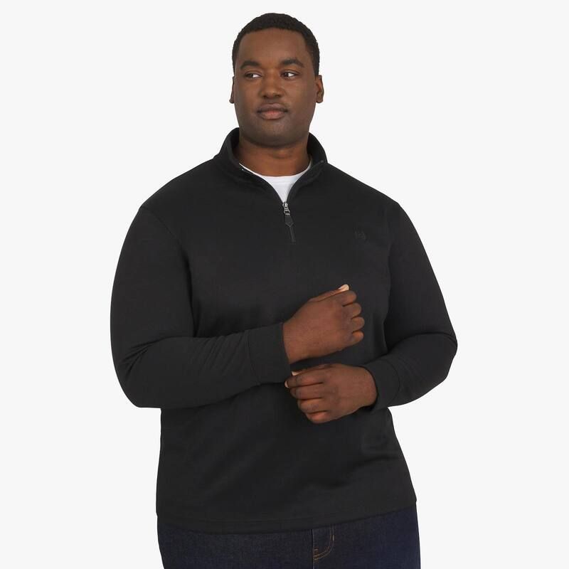 チャップス メンズ アウター ニット・セーター トール Big Tall Chaps Long Sleeve 14 Zip Knit Sweater American Black ブラック