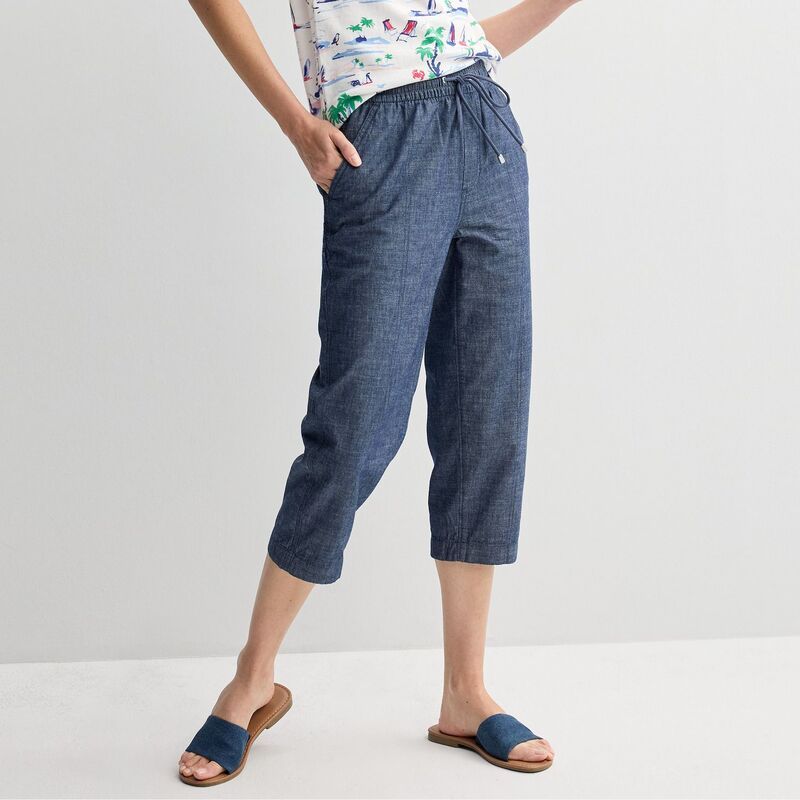 クロフト&バロー レディース ボトムス カジュアルパンツ プチ キャップ Petite Croft Barrow Utility Twill PullOn Capris Chambray