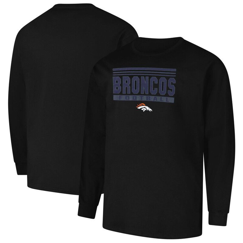 プロファイル メンズ トップス Tシャツ トール Mens Profile Black Denver Broncos Big Tall Pop Long Sleeve TShirt Den Black ブラック