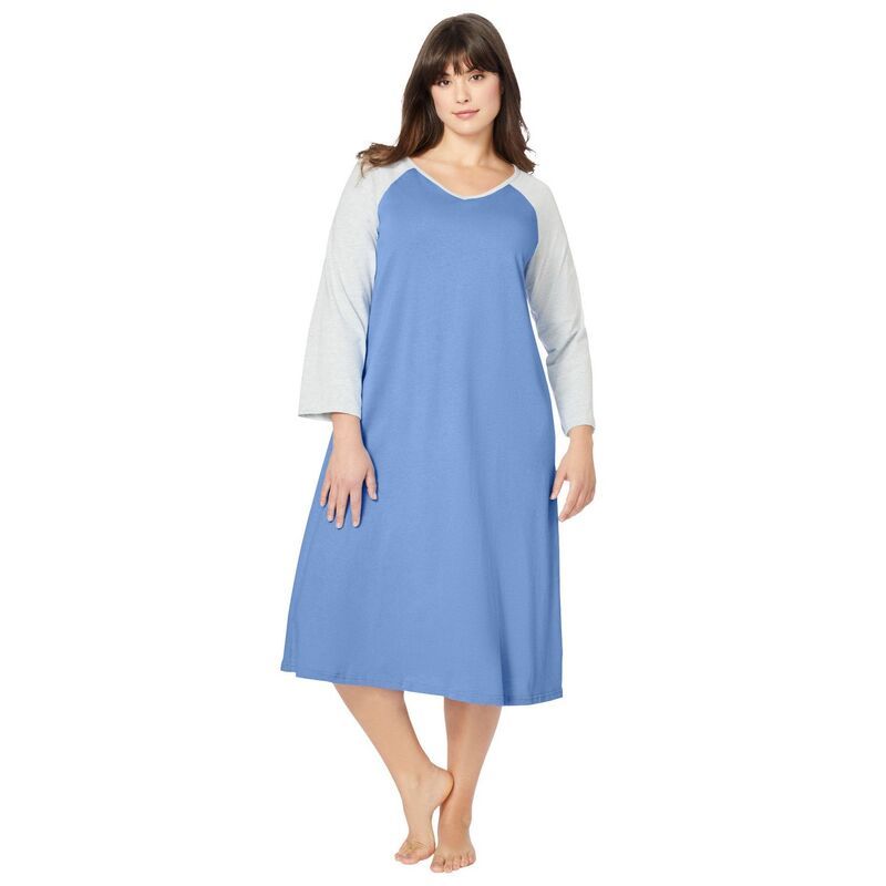 【送料無料】 アベニュー レディース ナイトウェア アンダーウェア Dreams Co Plus Size Avenue Body Baseball Sleepshirt French Blue