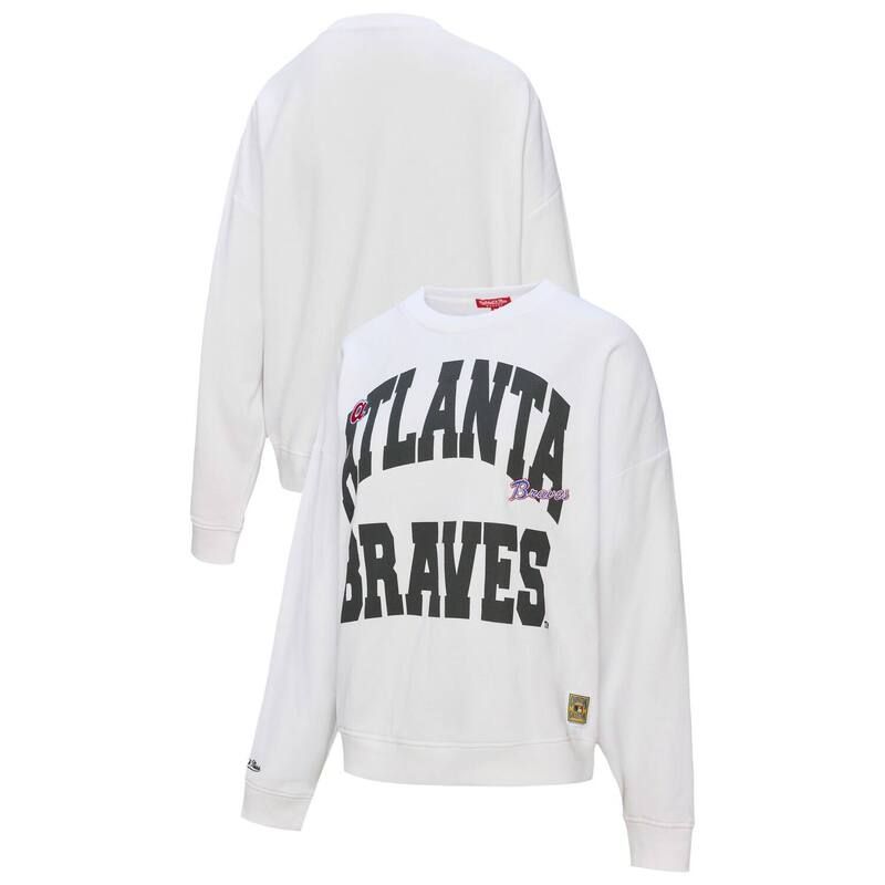 ミッチェルネス レディース トップス Tシャツ スウェット Womens Mitchell Ness White Atlanta Braves Oversized Cooperstown Sweatshirt Brv White ホワイト