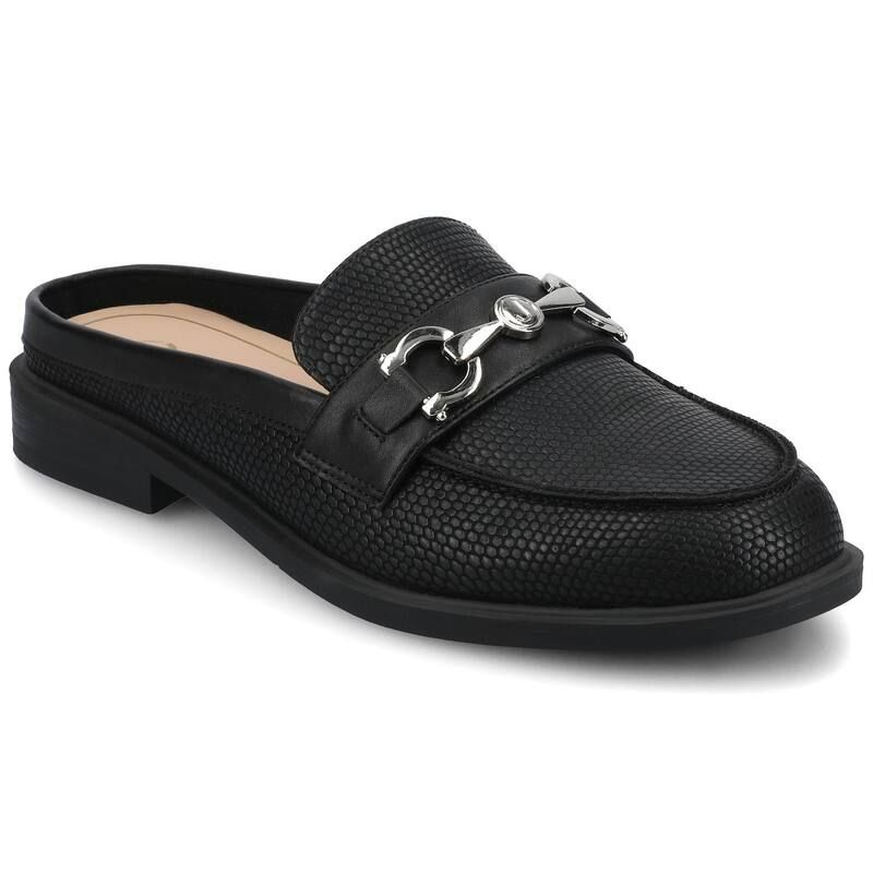 ジャーニー レディース シューズ サンダル ローファー Journee Rayla WomenslipOn Loafers With Bit Detail Black Lizard ブラック