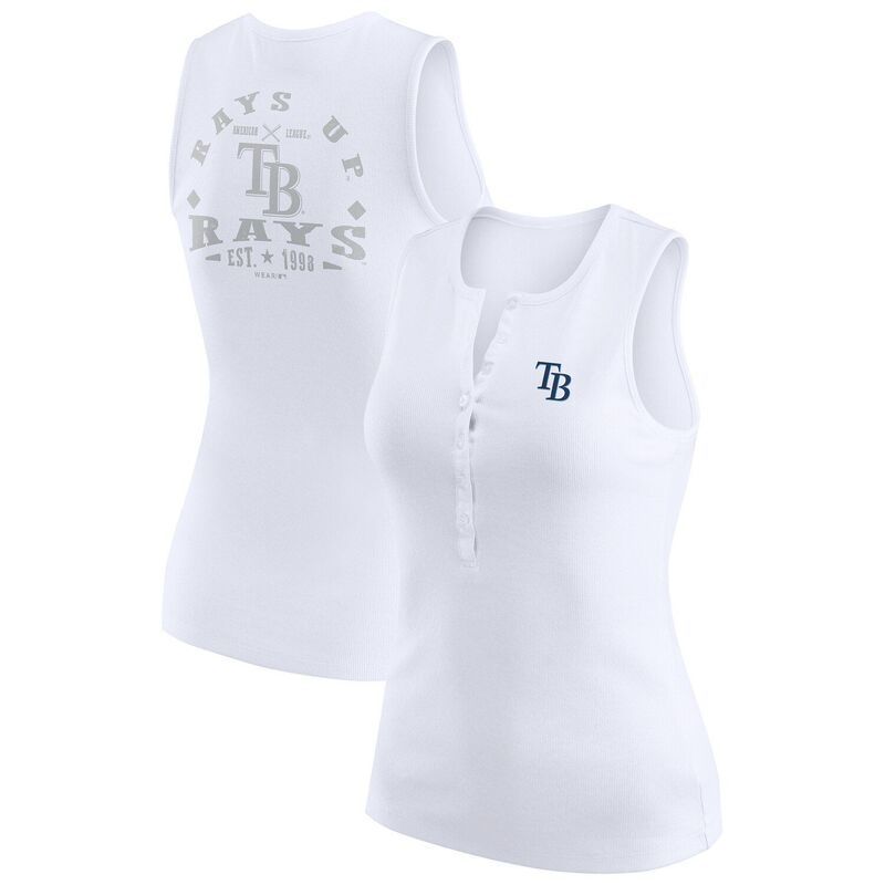 ウェア バイ エリン アンドルーズ レディース トップス Tシャツ ニット Womens WEAR by Erin Andrews White Tampa Bay Rays RibKnit Henley Tank Top Ray White ホワイト