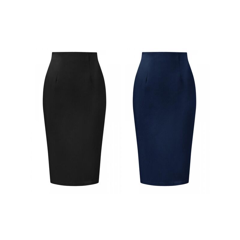 アレグラ ケー レディース ボトムスカート ハイウエスト ALLEGRA K 2 Packs Womens Elegant Pencil Skirt High Waist Split Hem Work Bodycon Businesskirts Black D