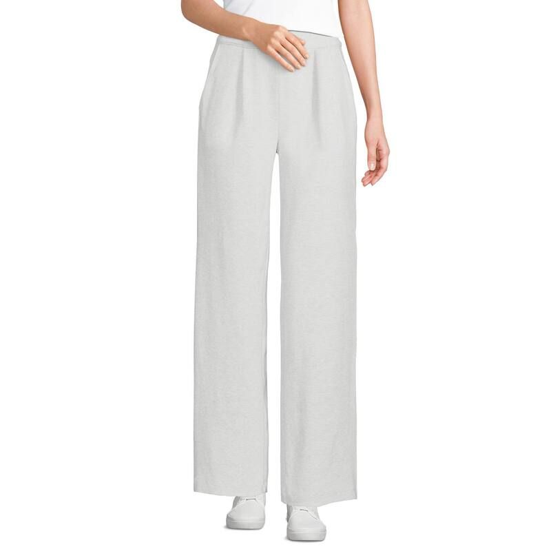 ランズエンド レディース ボトムス カジュアルパンツ ワイドレッグ プチ プリーツ ニット Petite Lands End Sport Knit High Rise Pleated Wide Leg Pantsoft Gray Heather グレー