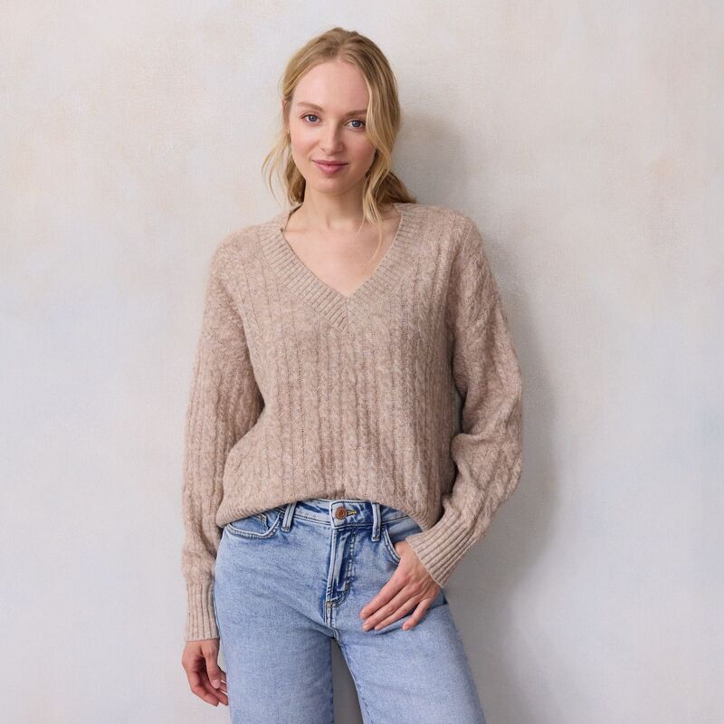LC Lauren Conrad レディース アウター ニット・セーター Vネック Womens LC Lauren Conrad VNeck Cable Pullover Sweater Oatmeal オートミール