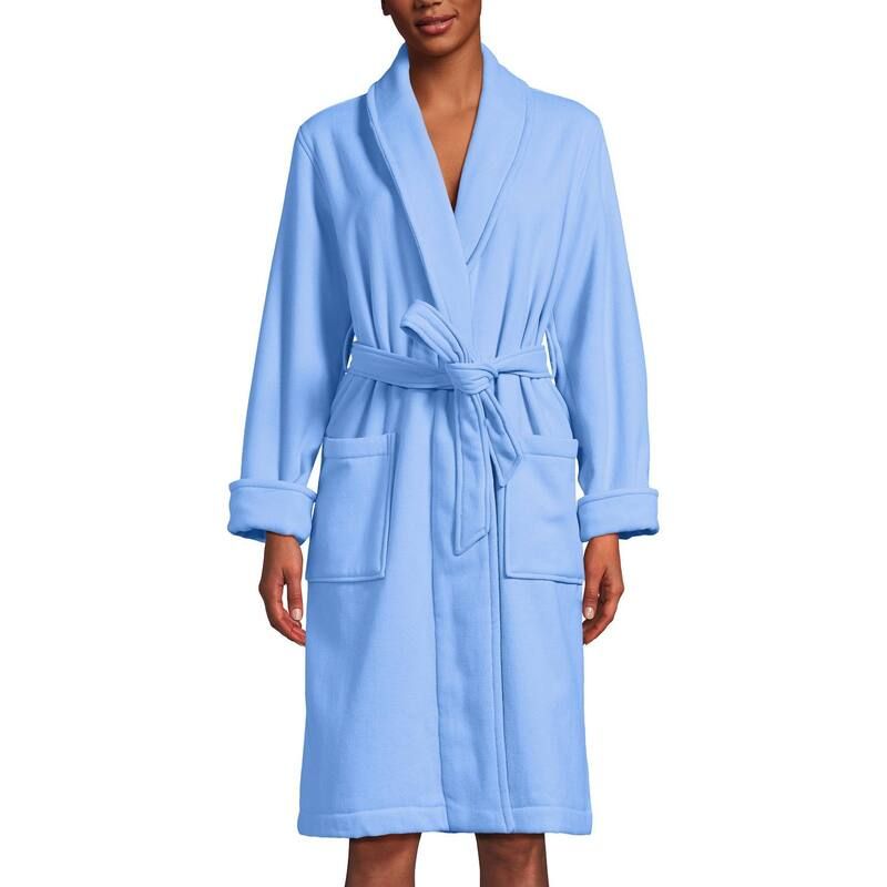 ランズエンド レディース アンダーウェア ナイトウェア ひざ丈 パイル コットン Womens Lands End Cotton Terry Knee Length Spa Bath Robe Clear Blue Sky ブルー