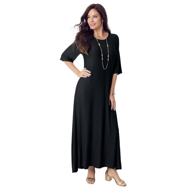 ロアマンズ レディース トップス ワンピース プラスサイズ ジャージー マキシ Roamans Womens Plusize High Low Jersey Maxi Dress Black ブラック