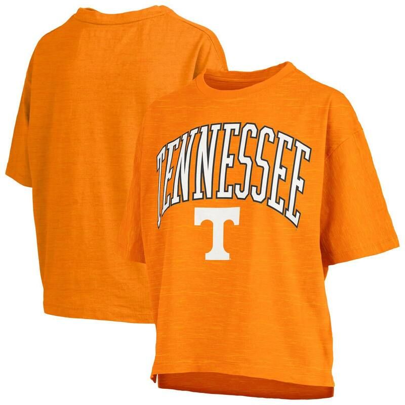 プレスボックス レディース トップス Tシャツ ロゴ Womens Pressbox Tennessee Orange Tennessee Volunteers Nelson Arch Over Logo Waist Length Oversized Slub