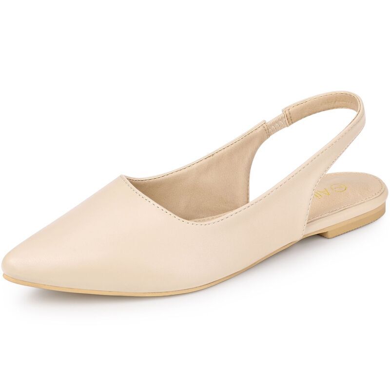 アレグラ ケー レディース シューズ サンダル ALLEGRA K Womens Pointed Toe Pumpslingback Flat Pumps Beige ベージュ