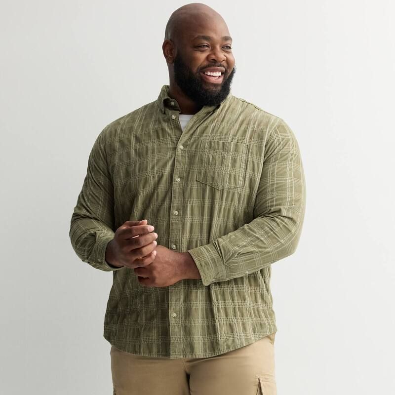 ソノマ メンズ トップス Tシャツ ボタンダウン コーデュロイ トール ダウン Big Tall Sonoma Goods For Life Long Sleeve Perfect Length Corduroy Button Down Shirt Erika