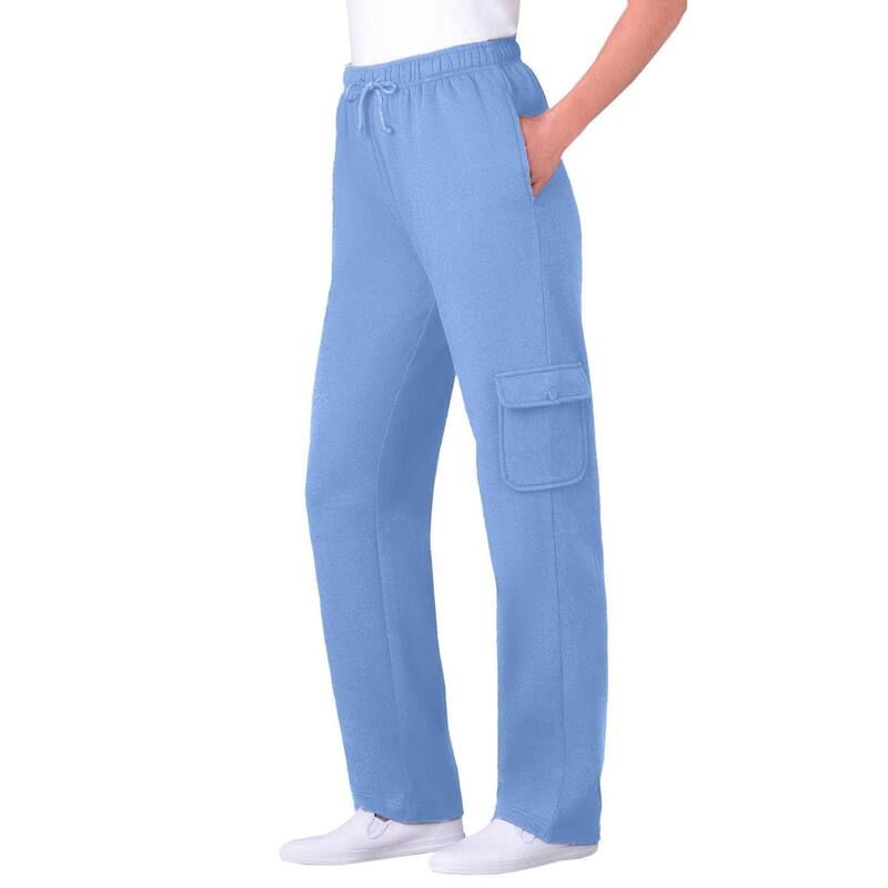 ウーマン ウィズイン レディース ボトムス カジュアルパンツ プラスサイズ スウェットパンツ フリース Woman Within Plusize BetterFleece PullOn Cargo Sweatpants French Blue ブルー