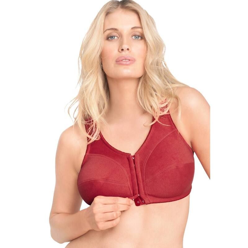 コンフォート チョイス レディース アンダーウェア ブラジャー プラスサイズ コットン Comfort Choice Womens Plusize Cotton FrontClose Wireless Bra Classic Red レッド