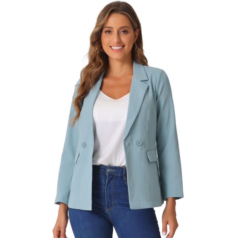 アレグラ ケー レディース アウター ジャケット・ブルゾン ブレザー ALLEGRA K Double Breasted Work Office Blazer For Women Long Sleeve Blazersuit Jacket With Pocke