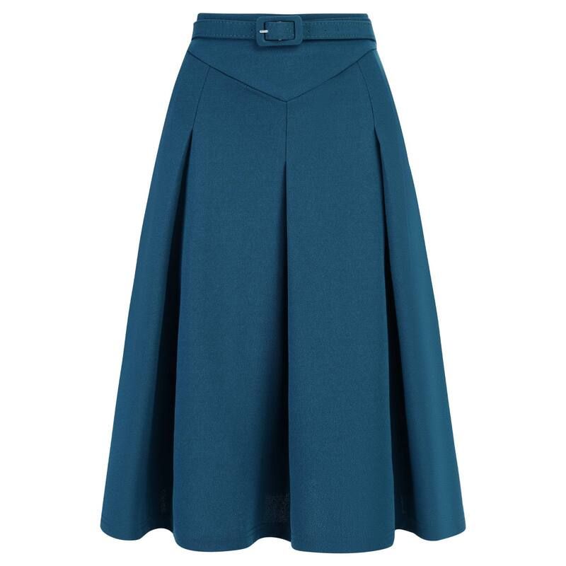 アレグラ ケー レディース ボトムスカート プリーツ ALLEGRA K Womens Casual Belted Waist Pleated Skater Short Skirts Blue ブルー