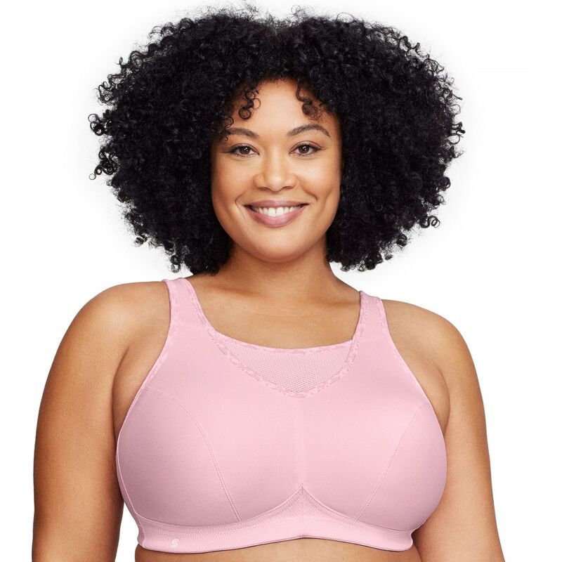 グラマライズ レディース アンダーウェア ブラジャー プラスサイズ Plusize Glamorise FullFigure NoBounce Camisole Wirelessports Bra 1066 Parfait Pink ピンク