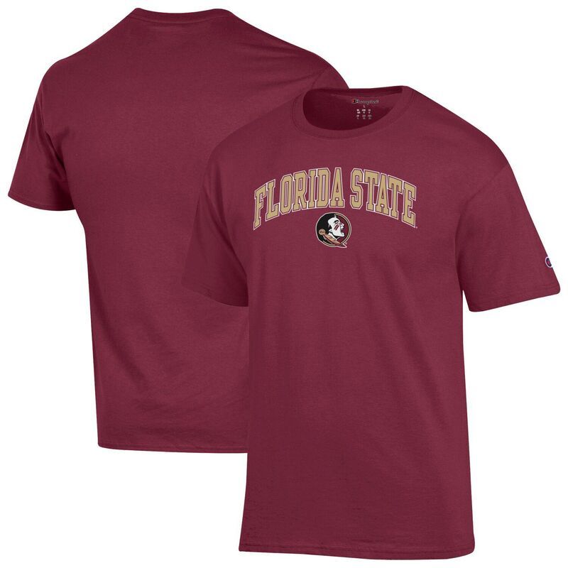 チャンピオン メンズ トップス Tシャツ ロゴ MensChampion Garnet Florida State Seminoles Arch Over Logo TShirt Fsu Red レッド