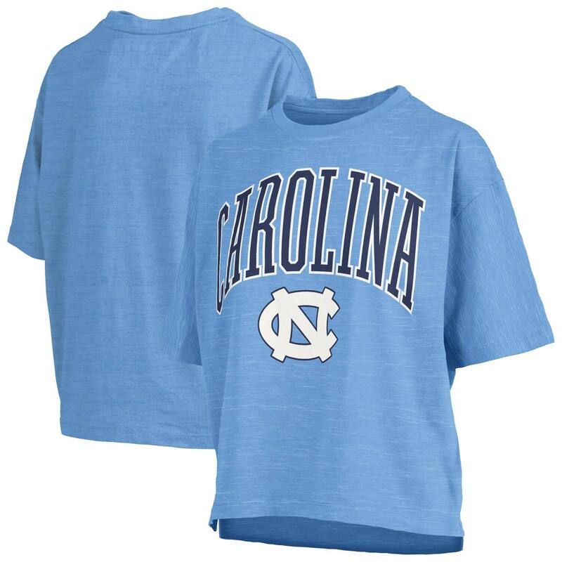 プレスボックス レディース トップス Tシャツ ロゴ ヒール Womens Pressbox Carolina Blue North Carolina Tar Heels Nelson Arch Over Logo Waist Length Oversized