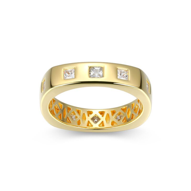 アンブランデッド メンズ アクセサリー リング Unbranded Mens 18k Gold Over Silver Cubic Zirconia Band Ringold Tone ゴールド