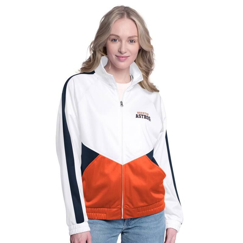 カール バンクス レディース アウター ジャケット・ブルゾン Womens GIII Sports by Carl Banks WhiteNavy Houston Astros Rally Rhinestone Raglan FullZip Track Jac