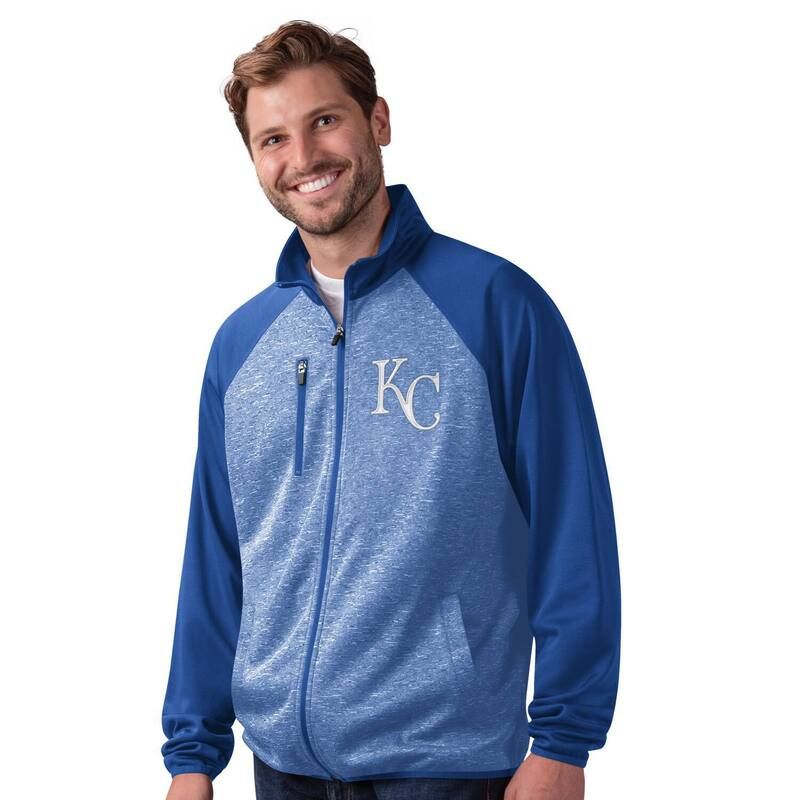 カール バンクス メンズ アウター ジャケット・ブルゾン Mens GIII Sports by Carl Banks Royal Kansas City Royals Runners Raglan FullZip Track Jacket Ryl Blue
