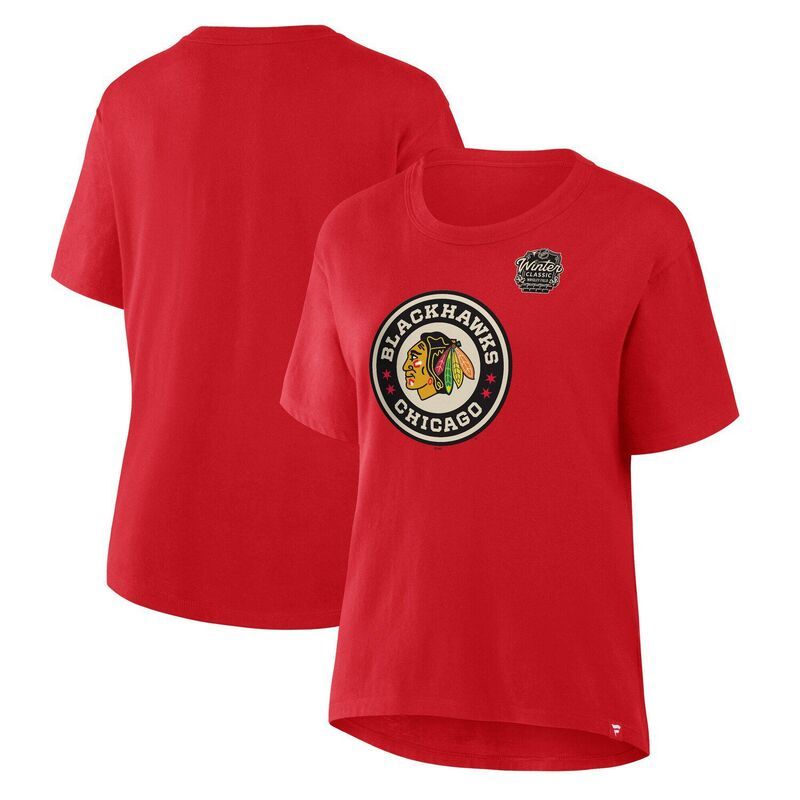 ファナティクス レディース トップス Tシャツ ロゴ Womens Fanatics Athletic Red Chicago Blackhawks 2025 Winter Classic Primary Logo TShirt Hwk Multi マルチカラ