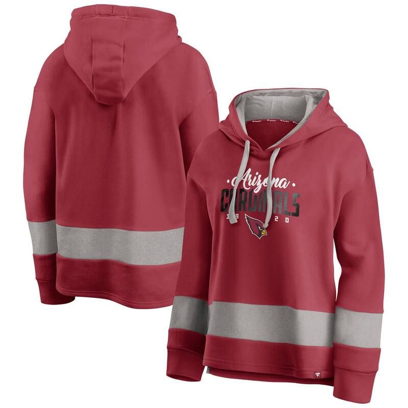 ファナティクス レディース トップス Tシャツ フリース パーカー Womens Fanatics CardinalGray Arizona Cardinals Huddle Up Fundamental Fleece Color Block Pullover 13,485円