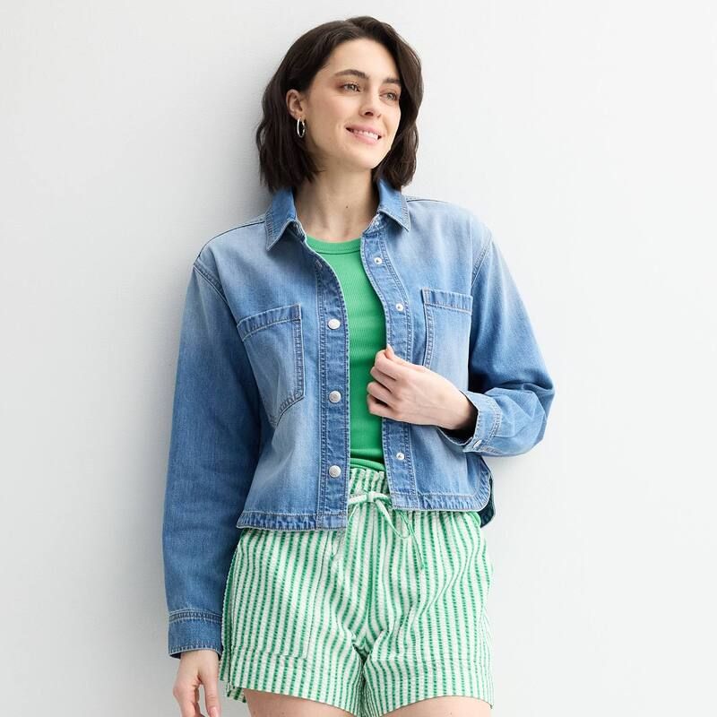 ソノマ レディース アウター ジャケット・ブルゾン クロップド Womensonoma Goods For Life Cropped Shacket Medium Light Wash