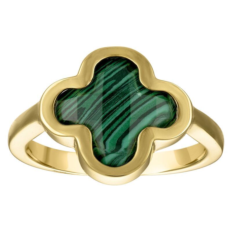 Designs by Gioelli レディース アクセサリー リング Designs by Gioelli 14k Gold Over Silver Gemstone Clovering Synthetic Malachite ゴールド