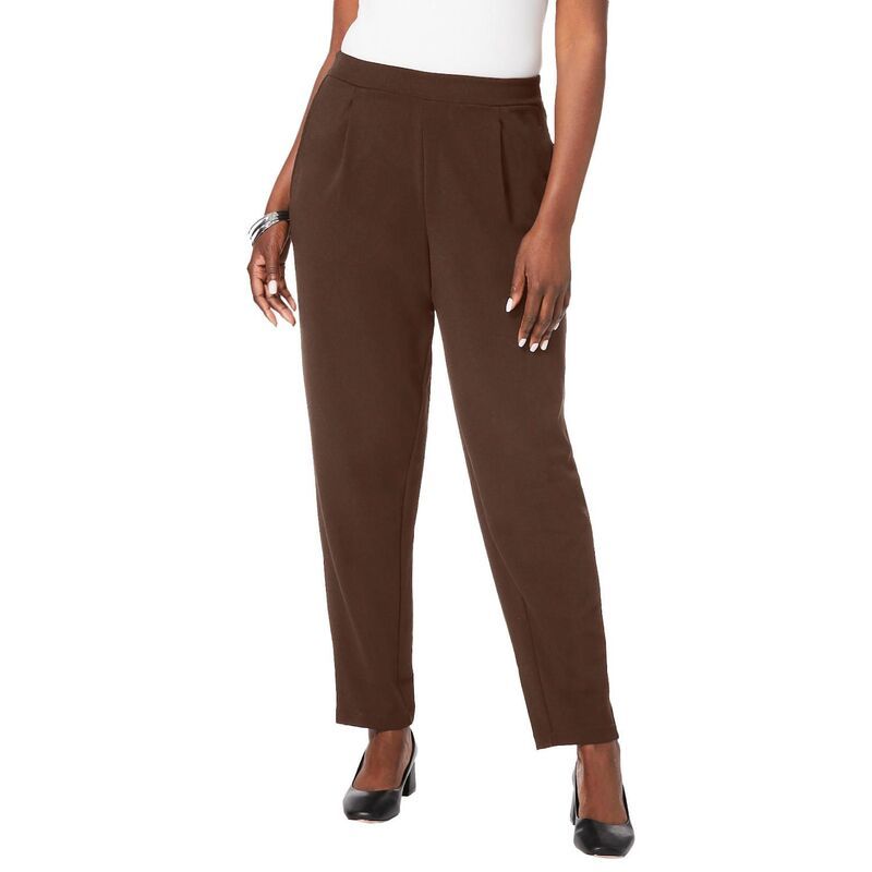 ジェシカロンドン レディース ボトムス カジュアルパンツ ストレート クレープラスサイズ ニット Jessica London Womens Plusize Stretch Knit Crepe Straight Leg Pants Chocolate チョコ
