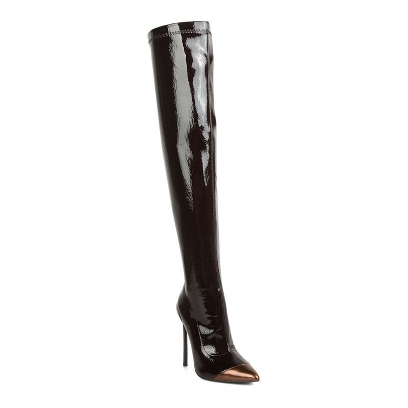 ロンドンラグ レディース シューズ ブーツ・レインブーツ London Rag Chimes Womens ThighHigh Boots Dark Brown ブラウン