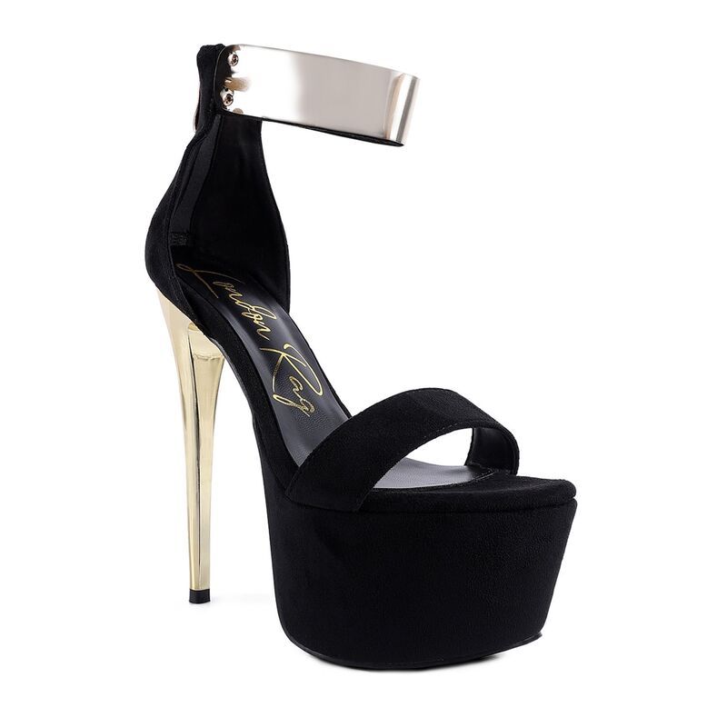 ロンドンラグ レディース シューズ パンプス サンダル ヒール London Rag Cosmo Girl Womens Metal Band Higheel Sandals Black ブラック