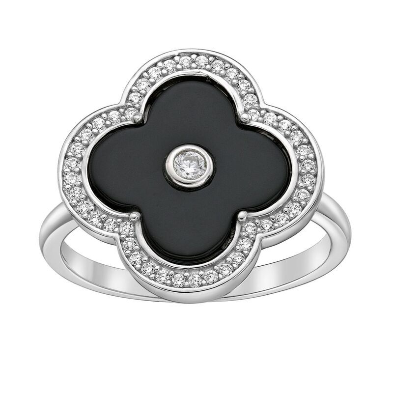 Gemminded レディース アクセサリー リング Gemminded Sterling Silver Black Onyx Clovering Sterling Silver シルバー