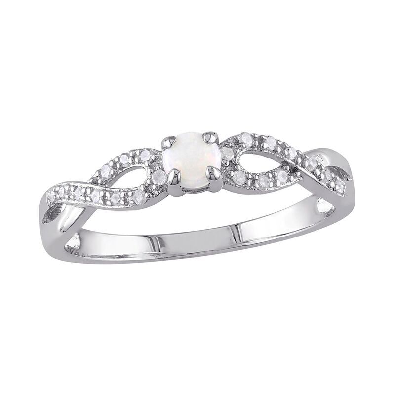ステラ グレース レディース アクセサリー リング Stella Grace Sterling Silver White Opal 110 CaratW Diamond Infinity Ring Silver Tone シルバー