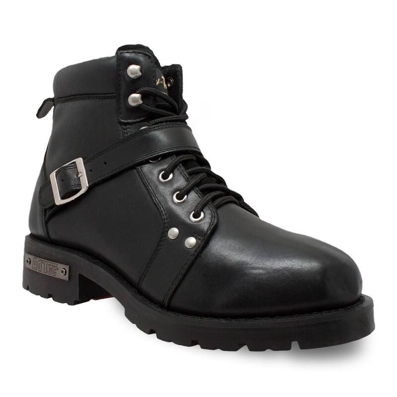 アドテック メンズ シューズ ブーツ・レインブーツ レース AdTec Lace Zipper Mens 6in Motorcycle Boots Black ブラック