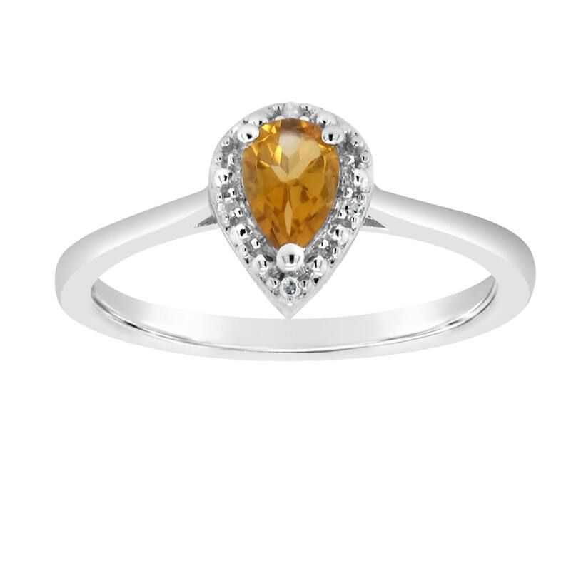 Celebration Gems レディース アクセサリー リング Celebration Gemsterling Silver Pear Shapediamond Accent Frame Ring Citrine シルバー