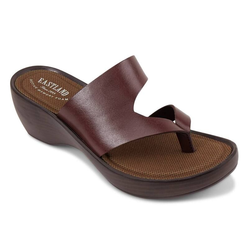 イーストランド レディース シューズ サンダル レザー Eastland Laurel Womens Leather Wedge Sandals Cinnamon
