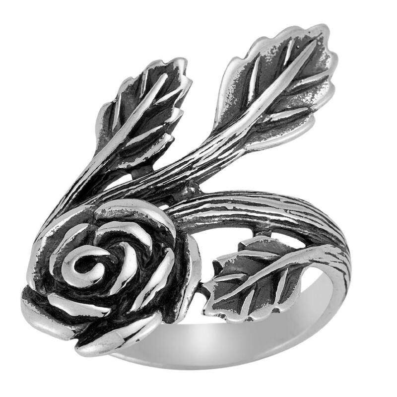 Sunkissed Sterling レディース アクセサリー リング Sunkissed Sterling Silver Oxidized Rose Leaf Ring Silver Tone シルバー