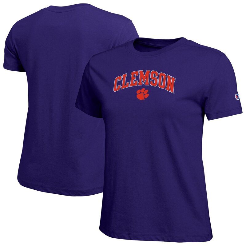チャンピオン レディース トップス Tシャツ ロゴ Womens Champion Purple Clemson Tigers Arched Over Logo TShirt Clm Purple パープル