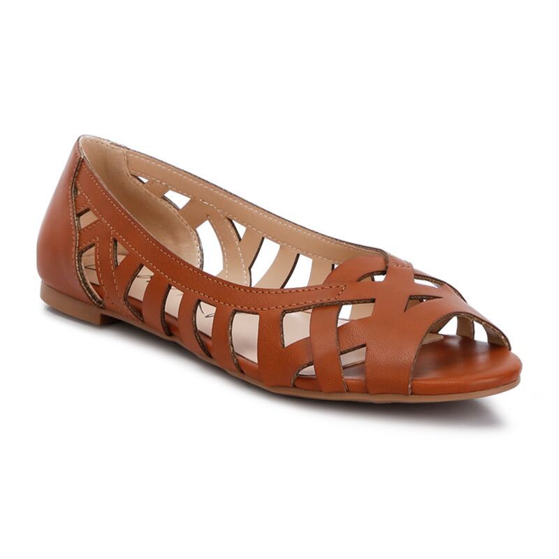 ロンドンラグ レディース シューズ サンダル London Rag Moira Womens Woven Peep Toe Flats Tan タン