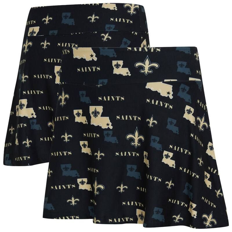 アンブランデッド レディース ボトムスカート プリント Unbranded Womens Conceptsport Black New Orleansaints Mosaic Allover Print Skort Snt Black ブラック