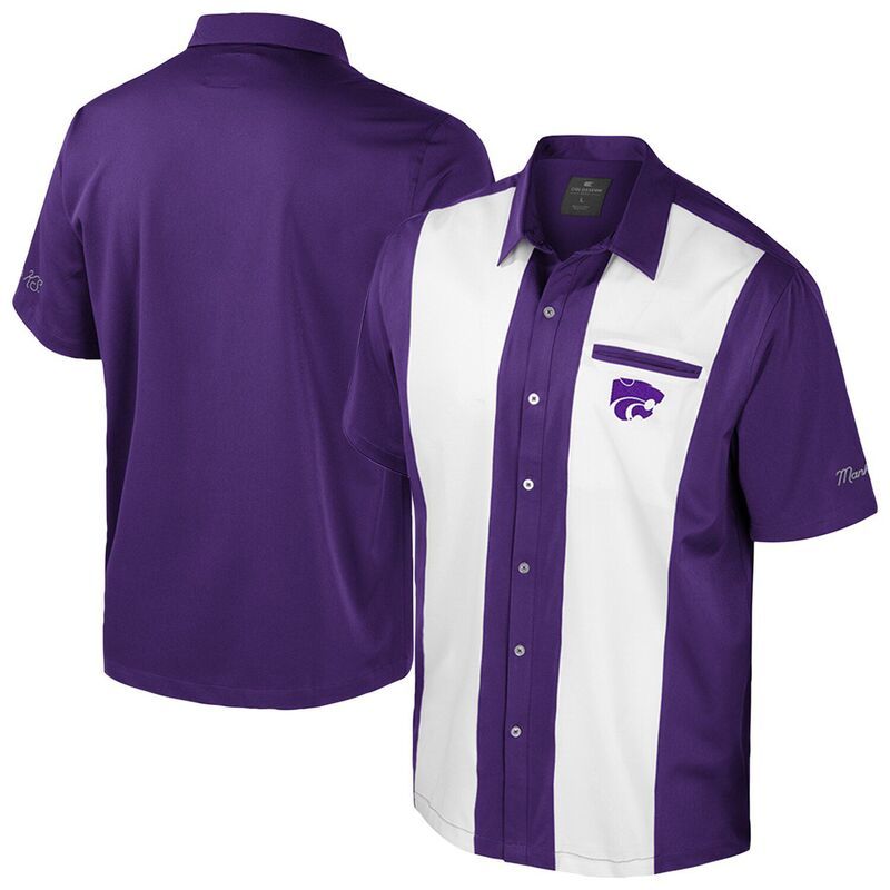 コロシアム メンズ トップス Tシャツ Mens Colosseum Purple Kansastate Wildcatstrike Bowling ButtonUp Shirt Kst Purple パープル