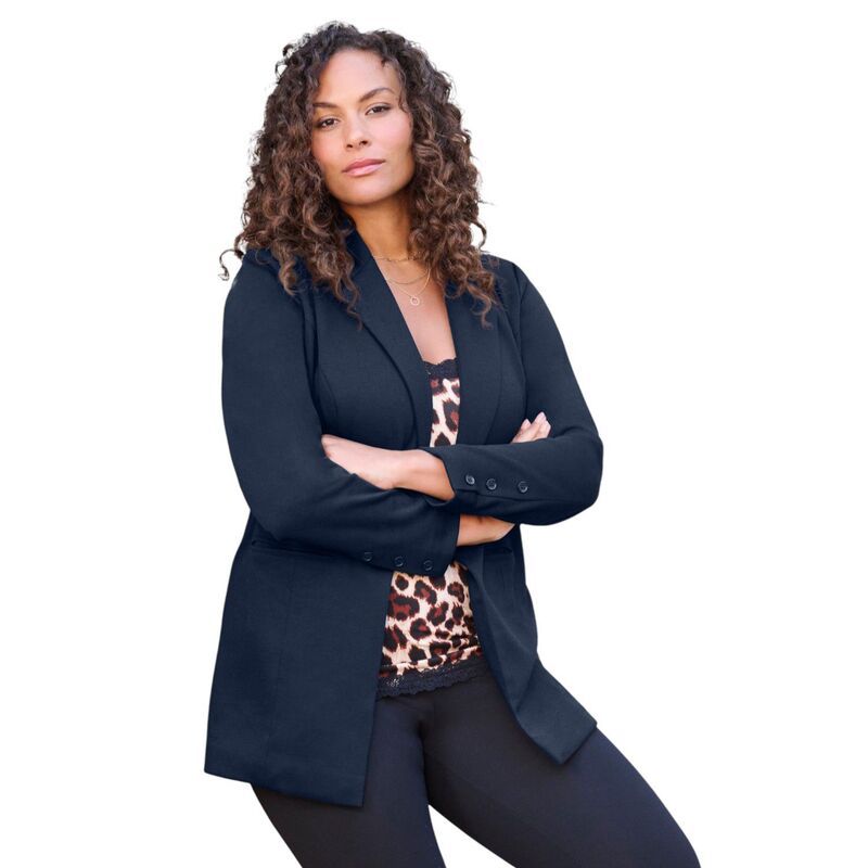 ロアマンズ レディース アウター ジャケット・ブルゾン プラスサイズ ブレザー Roamans Womens Plusize Ponte Blazer Navy ネイビー