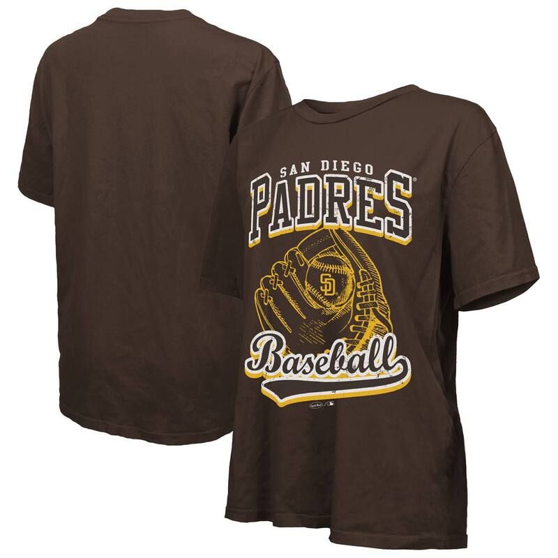 マジェスティック レディース トップス Tシャツ Womens Majestic Threads Brown San Diego Padres Oversized First Base TShirt Pad Brown ブラウン