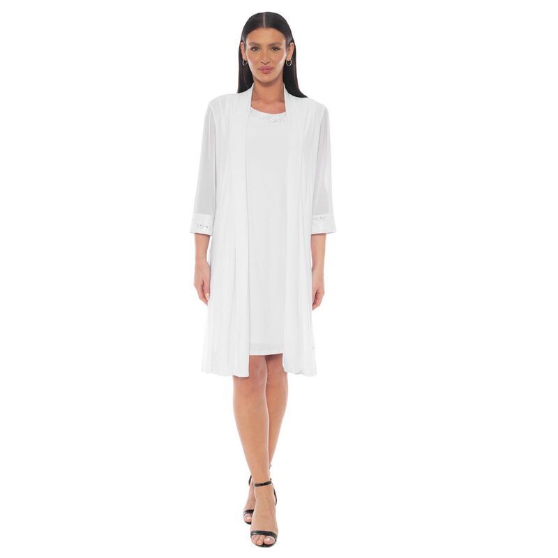 マリナ レディース トップス ワンピース ジャケット Womens Marina 2Pc Dress Jacket Set White ホワイト