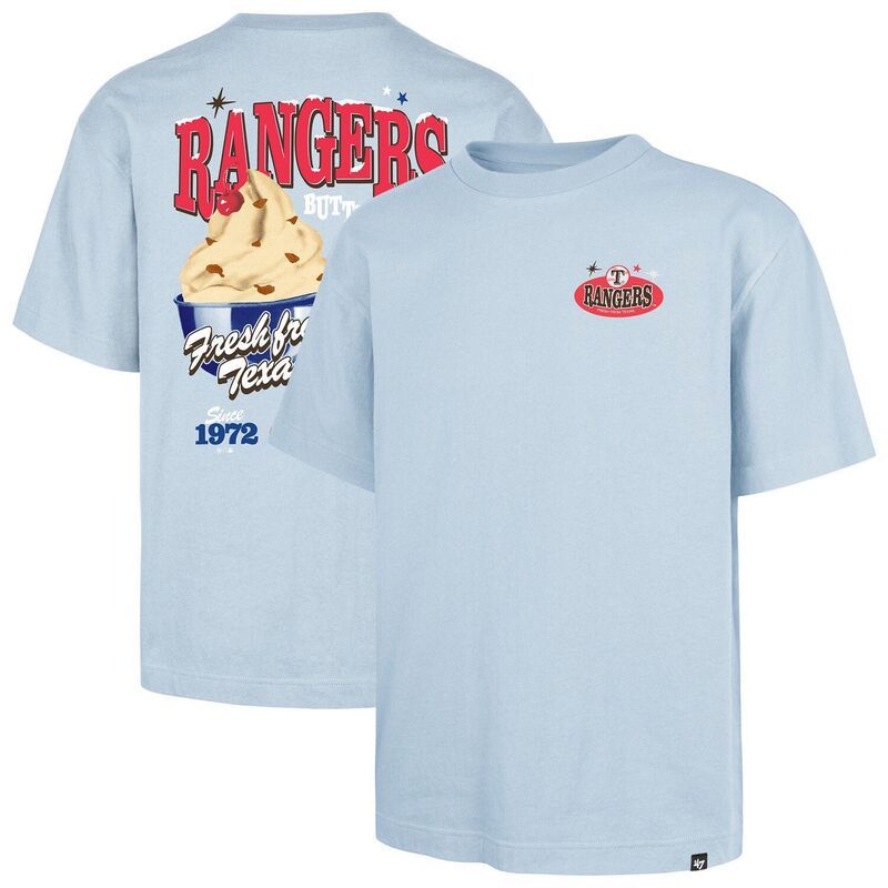 フォーティセブンブランド メンズ トップス Tシャツ 47 Brand Mens 47 Light Blue Texas Rangers Ice Cream Parlor Foundation TShirt Rgr Light クリーム